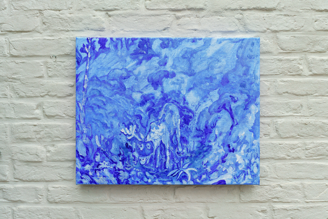 A good night with apple moose, 40cm x 50cm, oil on canvas, 2022